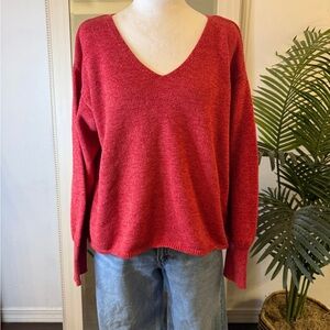 Cameron Bure Cozy Women's V-Neck Red Sweater